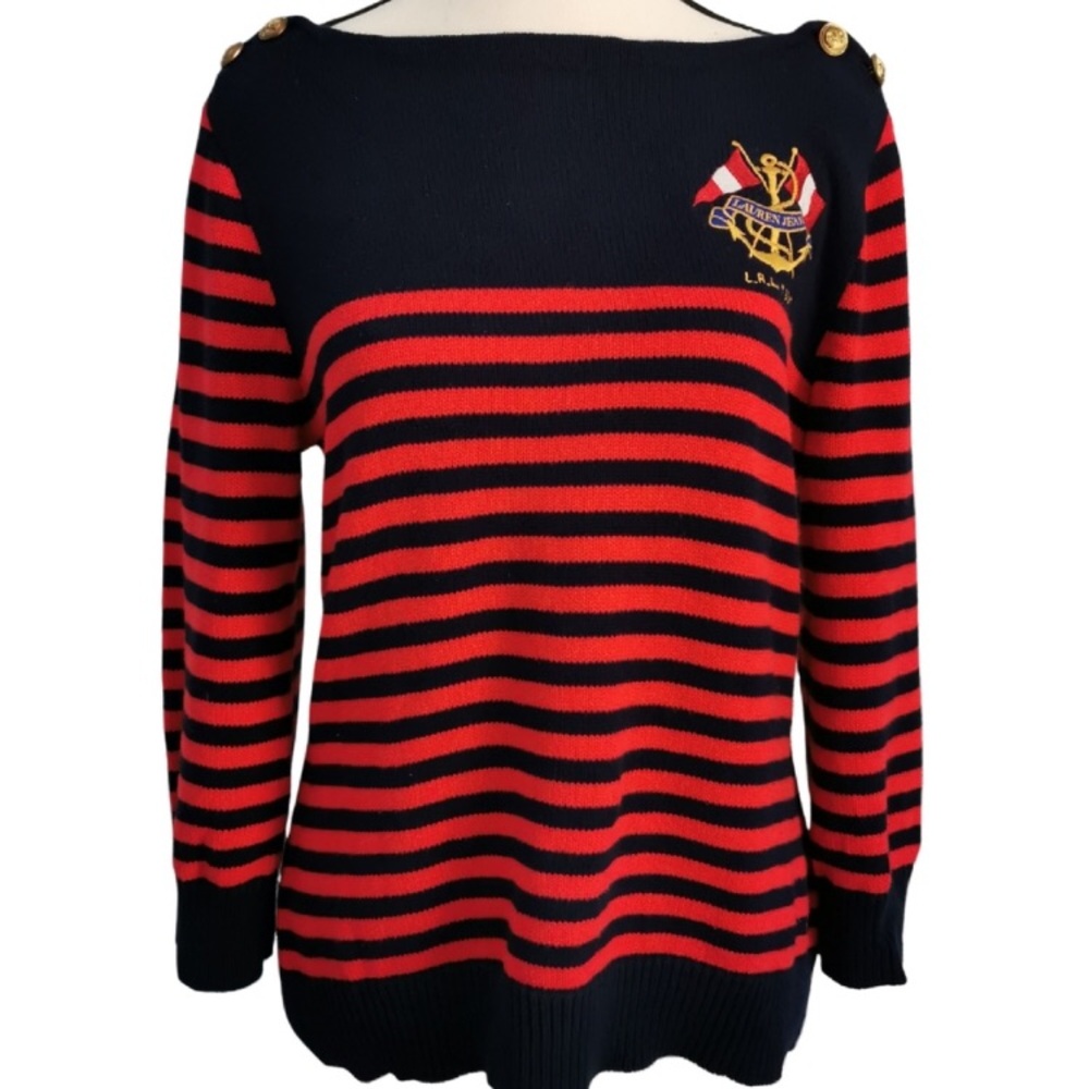 Ralph Lauren Nautical Striped Knit Sweater Medium